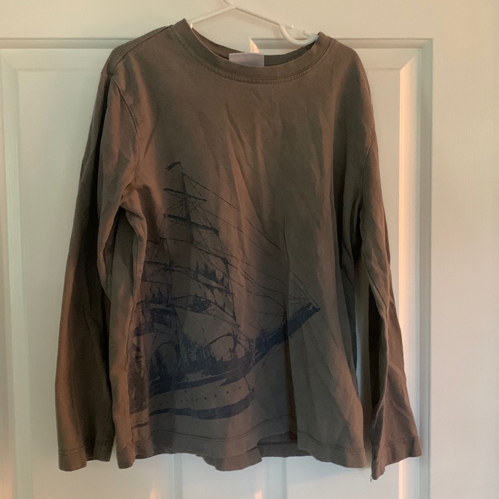 Hanna Andersson Boys long sleeve T-shirt grey navy ship size 130 US 8